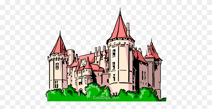480x375 European Castle Royalty Free Vector Clip Art Illustration - Medieval Castle Clipart