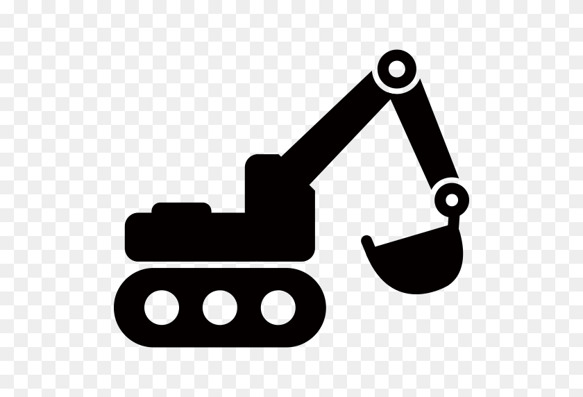 512x512 Excavating Machinery, Construction Machinery, Lawn Mower Icon - Excavator Clipart Black And White
