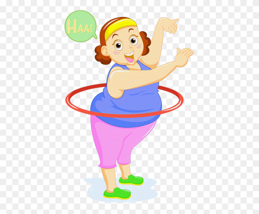 435x634 Exercising Lady With Hula Hoop - Fat Lady Clipart