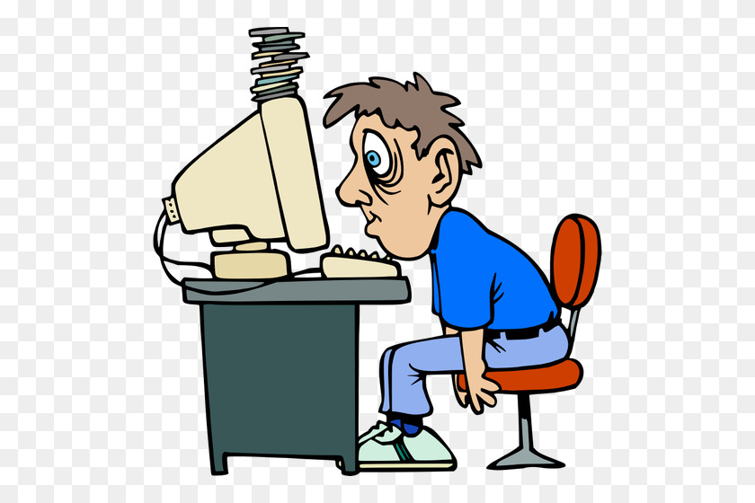 500x500 Exhausted Computer User - Tired Person Clipart