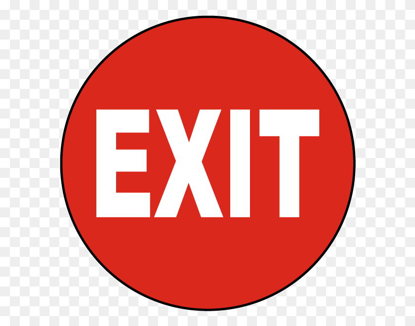 600x600 Exit Floor Sign - Red Circle With Line PNG