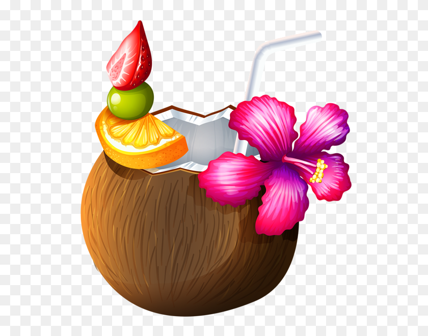 563x600 Exotic Coconut Cocktail Summer Illustrations Tropical - Tropical Drink Clipart