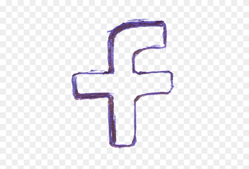 512x512 F, Facebook, Escrito A Mano, Con Lápiz, Icono De Red Social - Facebook F Png