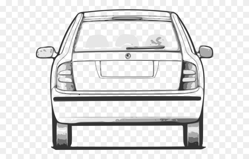 600x477 Fabia Car Back View Clip Art - Old Car Clipart Black And White