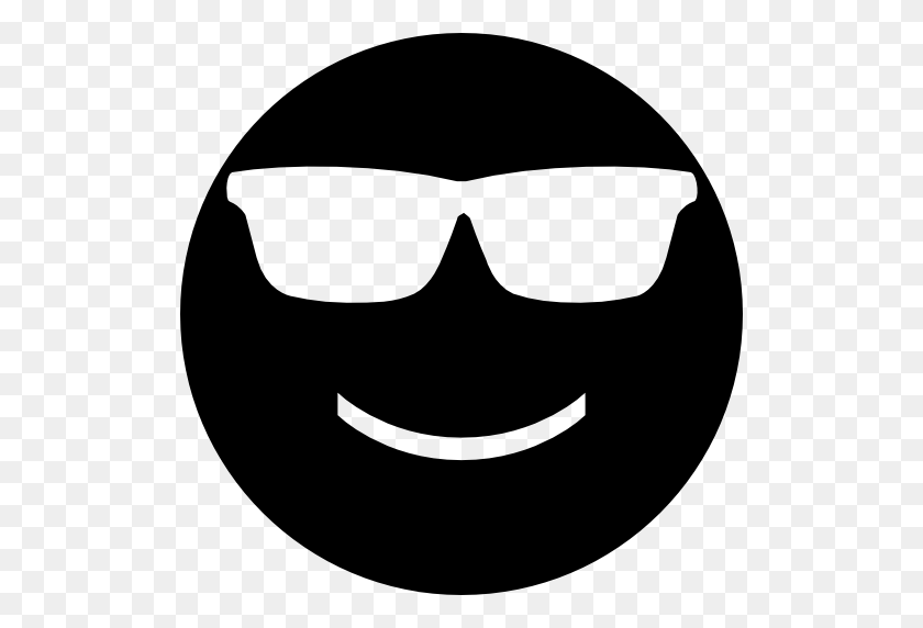 512x512 Лицо, Заливка Эмодзи Haw, Смайлики, Черный, Лица, Интерфейс - Солнцезащитные Очки Emoji Clipart