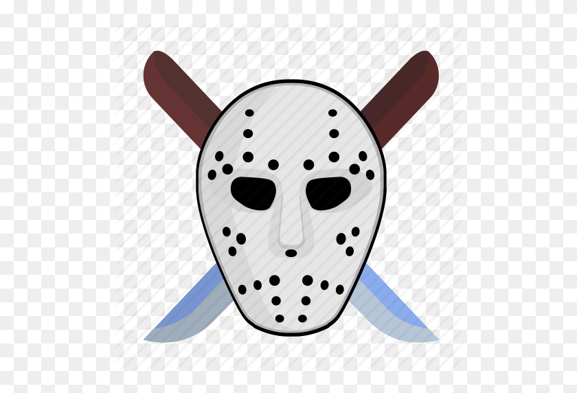 512x512 Face, Hockey, Killer, Knifes, Maniac, Mask Icon - Hockey Mask PNG