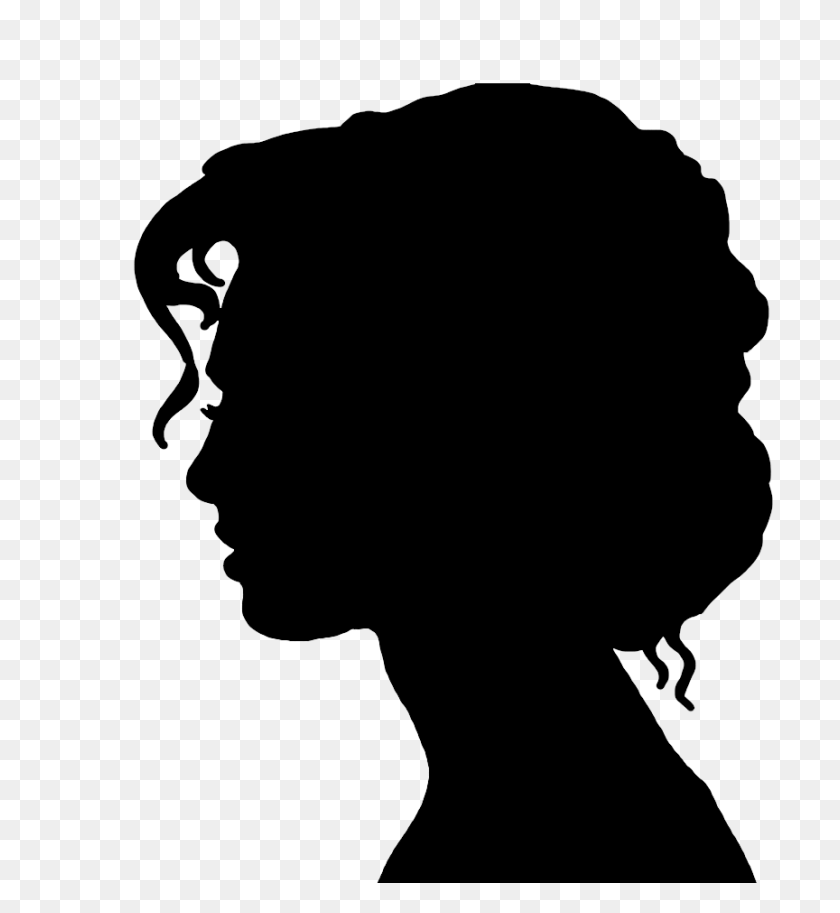 864x945 Face Silhouettes Of Men, Women And Children - Woman Face Clipart