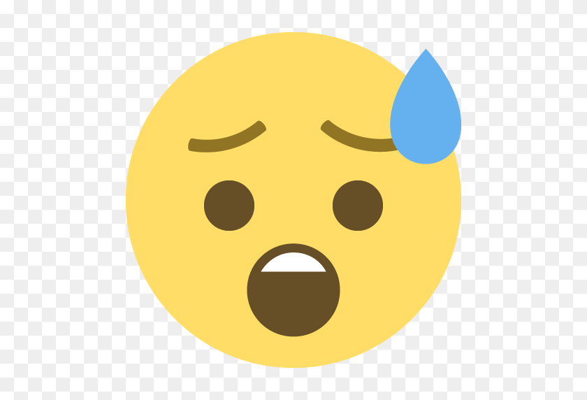 512x512 Face With Open Mouth And Cold Sweat Emoji For Facebook, Email - Sweat Emoji PNG