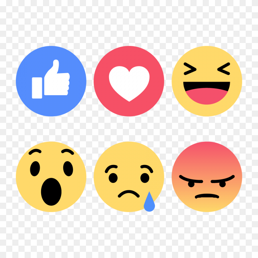 900x900 Facebook Emoticons Emoji Faces Vector Icons Like Love Haha Wow Sad - Wow Emoji PNG