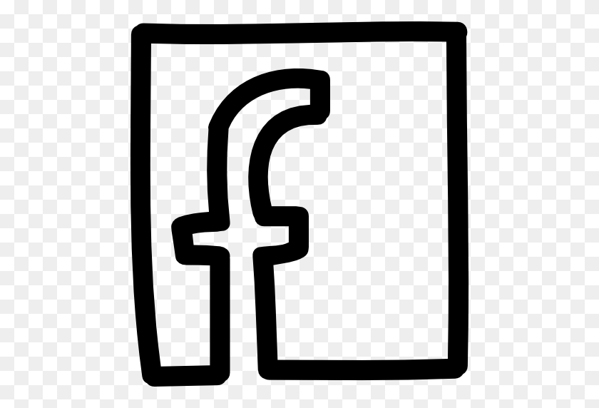 512x512 Logotipo De La Letra De Facebook En Un Contorno Cuadrado Dibujado A Mano - Icono Blanco De Facebook Png