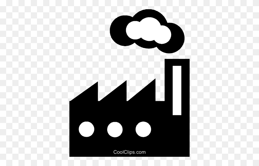 390x480 Factory Royalty Free Vector Clip Art Illustration - Smoke Stack Clipart