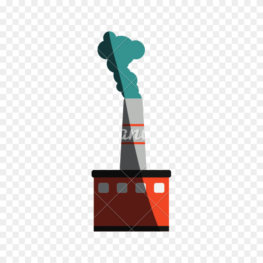 800x800 Factory With Smoke And Shadows Vector Icon Illustration - Smoke Vector PNG