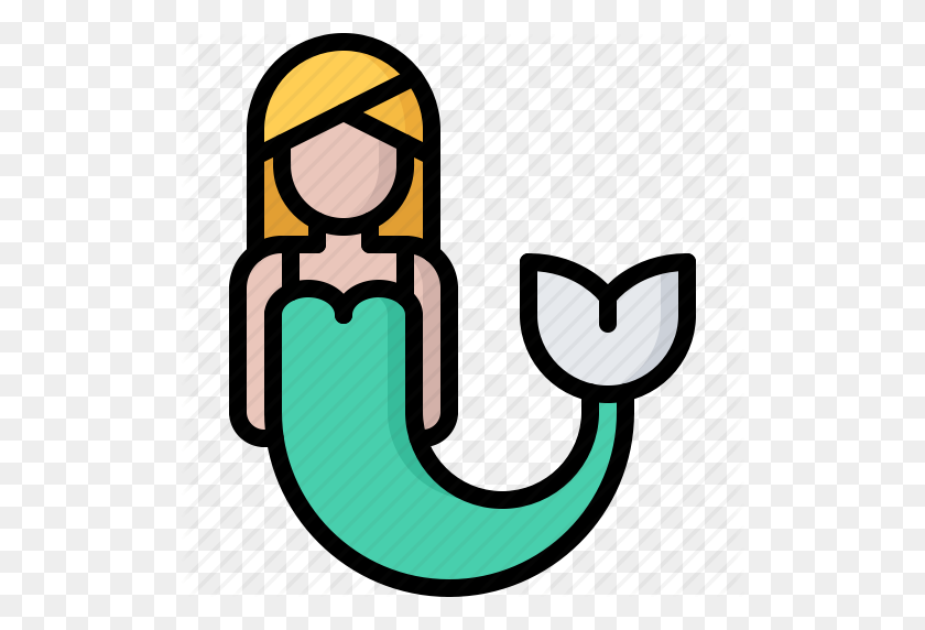 512x512 Fairy, Fantasy, Fish, Legend, Mermaid, Tale Icon - Mermaid Outline Clipart