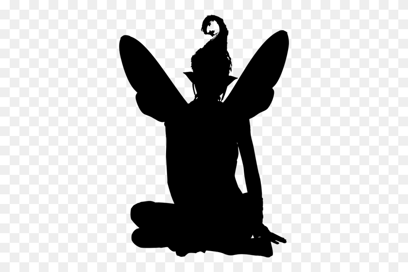 350x500 Fairy Sitting Silhouette - Rottweiler Clipart Black And White