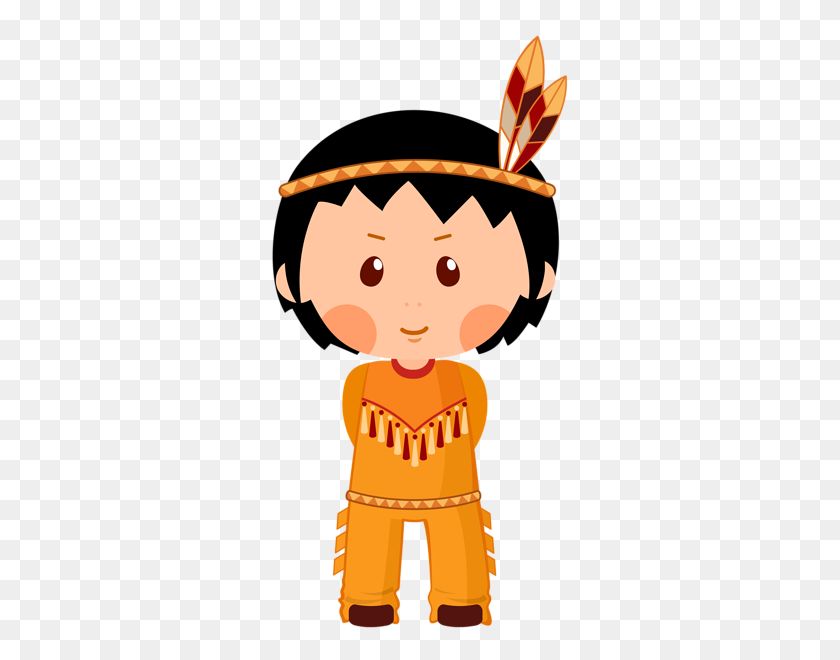 311x600 Fall And Thanksgiving Native - Pilgrim And Indian Clipart