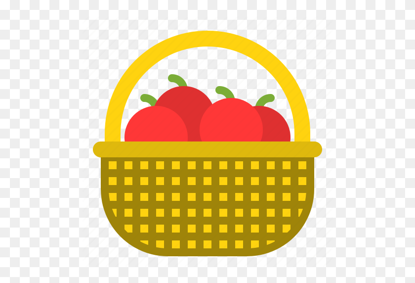 512x512 Fall, Food, Fruit, Picnic Basket, Thanksgiving Icon - Picnic Basket PNG