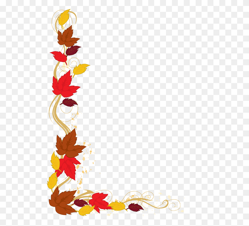 523x702 Осенние Листья Границы Клипарт - Осенний Клипарт Черно-Белый
