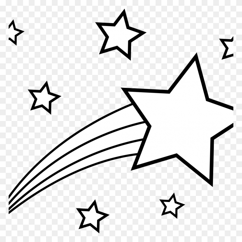 1024x1024 Falling Stars Clipart Simple - Night Clipart Black And White