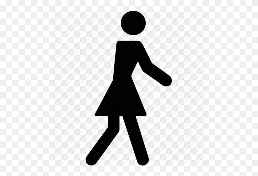 512x512 Familiar, Femenino, Niña, Siluetas, Caminando, Mujer Icono - Mujer Caminando Png