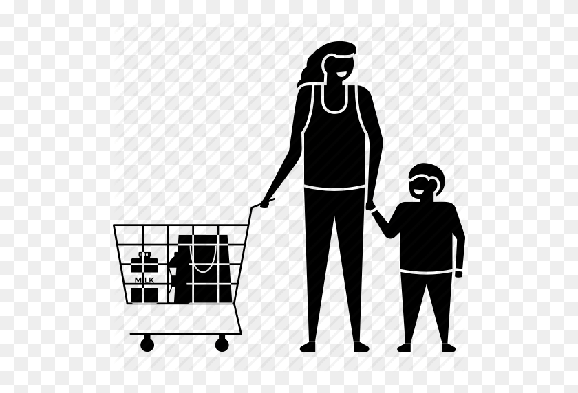 512x512 Family Buying, Family Shopping, Mother And Son Buying, Mother - People Shopping PNG