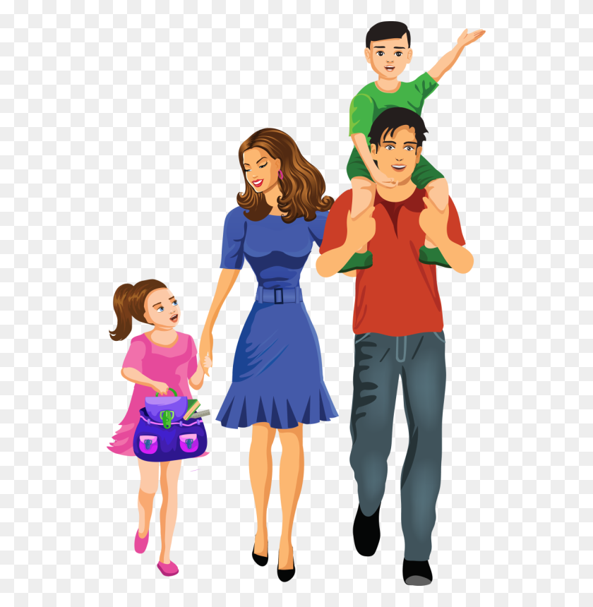 537x800 Family Cartoon, Scrapbook And Clip Art - Family Of Four Clipart