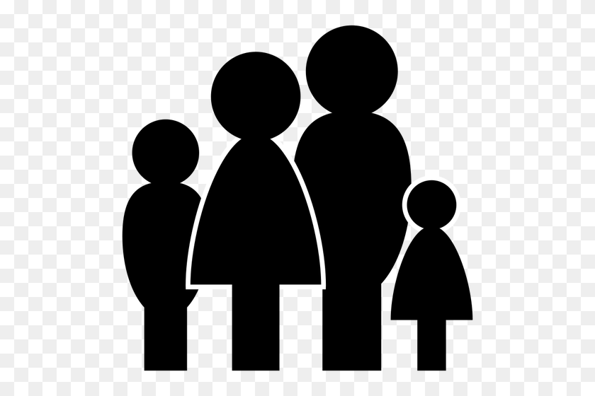 500x500 Family Clip Art Silhouette - Family Members Clipart