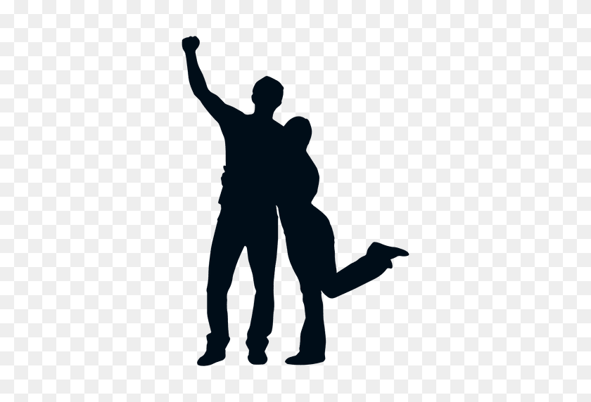 512x512 Family Couple Cheering Silhouette - Family Silhouette PNG