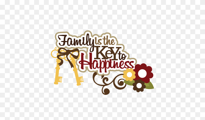 432x432 Family Is The Key To Happiness Scrapbook Title Family - Family Word Clipart