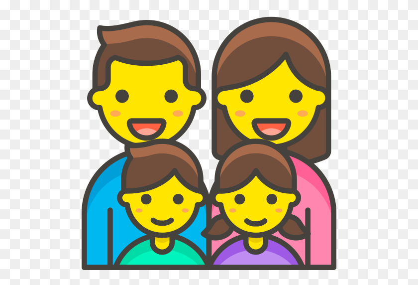 512x512 Icono De Familia, Hombre, Mujer, Niña, Niño Free Of Free Vector Emoji - Girl Emoji Png