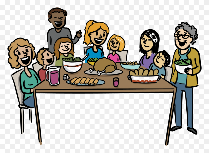 1024x731 Family Meal Clip Art - Thanksgiving Table Clipart