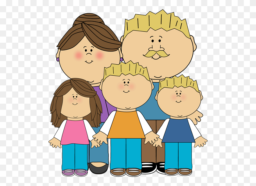 522x550 Family Of Cliparts - Family Of Four Clipart