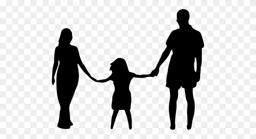 500x396 Family Of Three Silhouette - Family Silhouette PNG