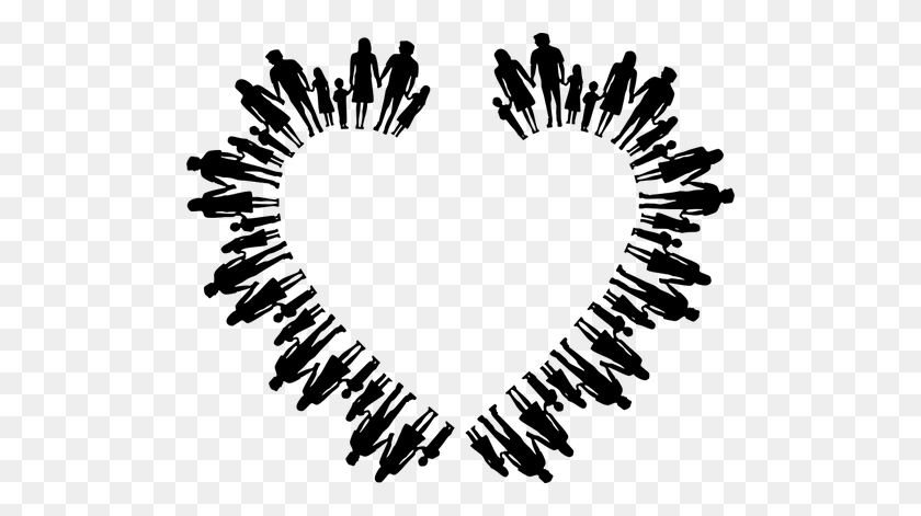 500x411 Family Silhouette Heart - Family Clipart Black And White