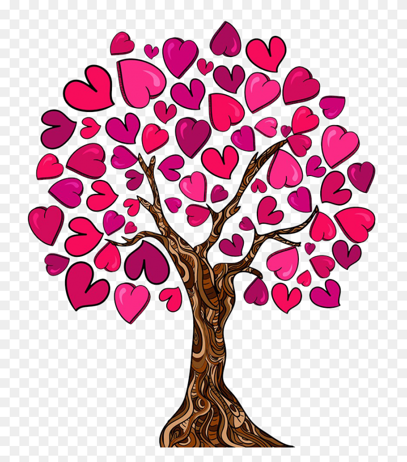 869x995 Генеалогическое Древо Сердце Любовь Картинки - Семейная Любовь Клипарт