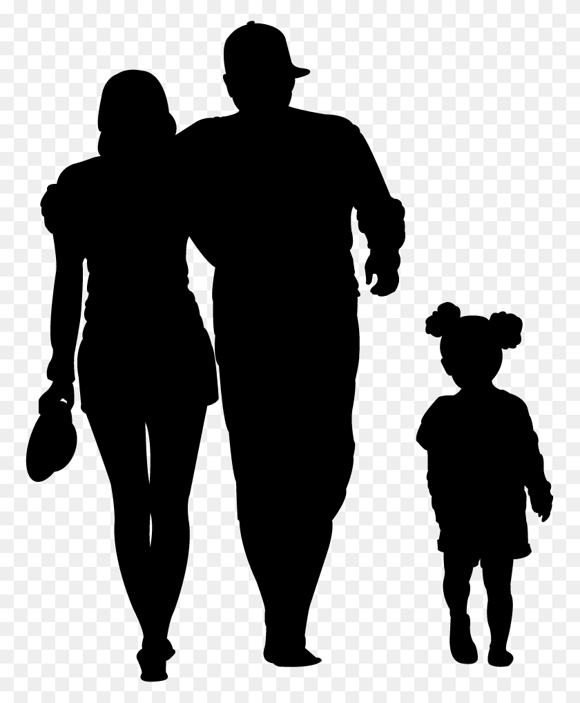 765x957 Family Walking Black Silhouette - Family Walking PNG