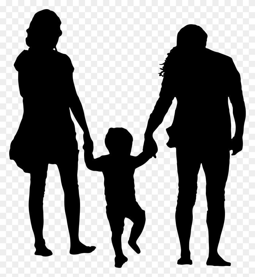 2100x2292 Family With Child In The Middle Silhouette Icons Png - Family PNG Icon