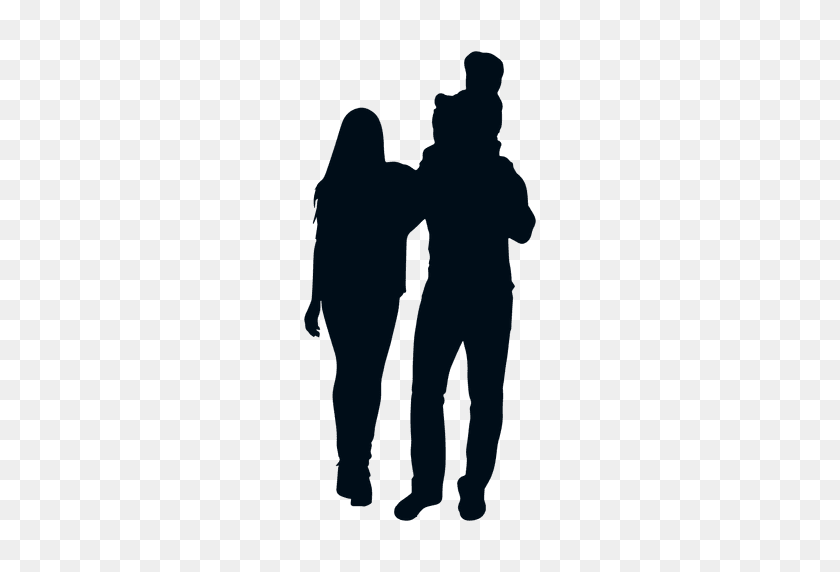 512x512 Family With Child On Shoulders Silhouette - Family Silhouette PNG