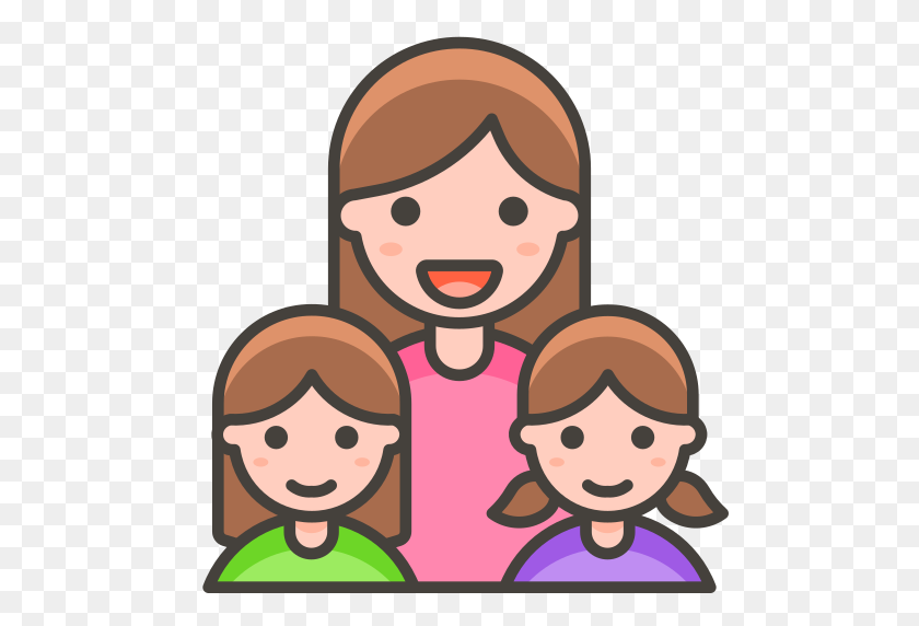 512x512 Family, Woman, Girl, Girl Icon Free Of Free Vector Emoji - Family Emoji PNG