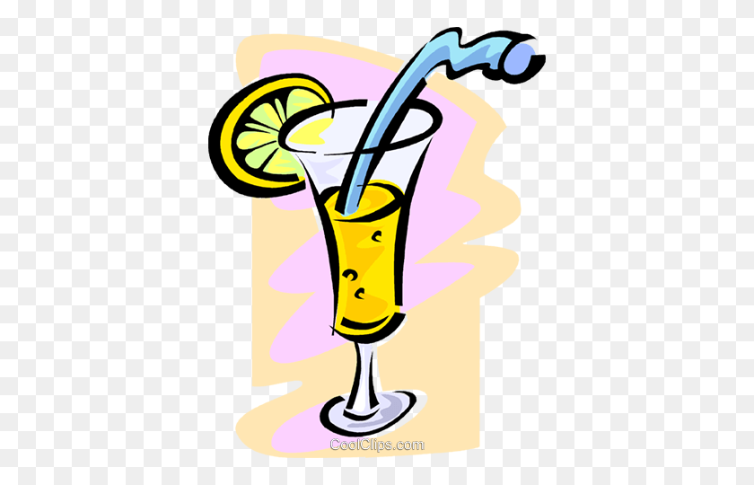 376x480 Fancy Cocktail With A Straw Royalty Free Vector Clip Art - Straw Clipart
