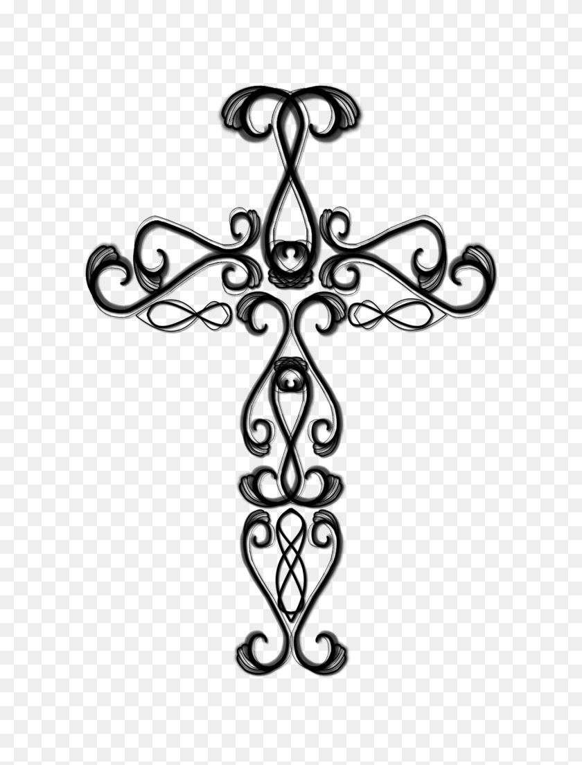 1194x1600 Fancy Cross Clip Art Black And White - Fancy Cross Clipart