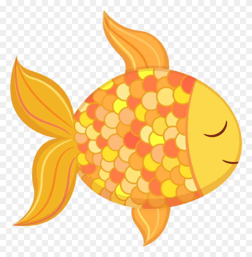 880x900 Необычный Воздушный Шар Золотая Рыбка - Картинка Золотая Рыбка Клипарт