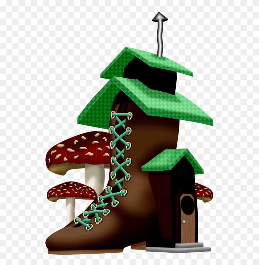 553x800 Fantasy Easter Clip Art, Mushroom House - Tree House Clipart