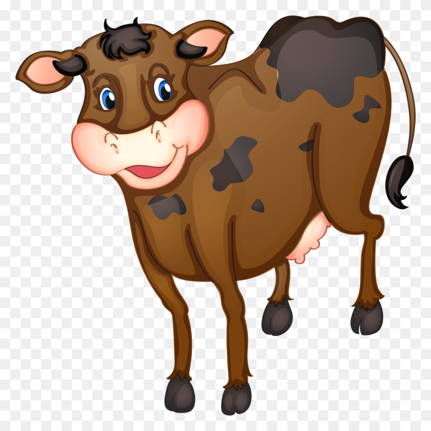 2498x2500 Farm Animals, Clip Art, Recipe Cards, Cows, Country - Brown Cow Clipart