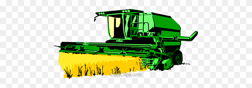 480x234 Farm Combine Royalty Free Vector Clip Art Illustration - Railroad Clipart Free