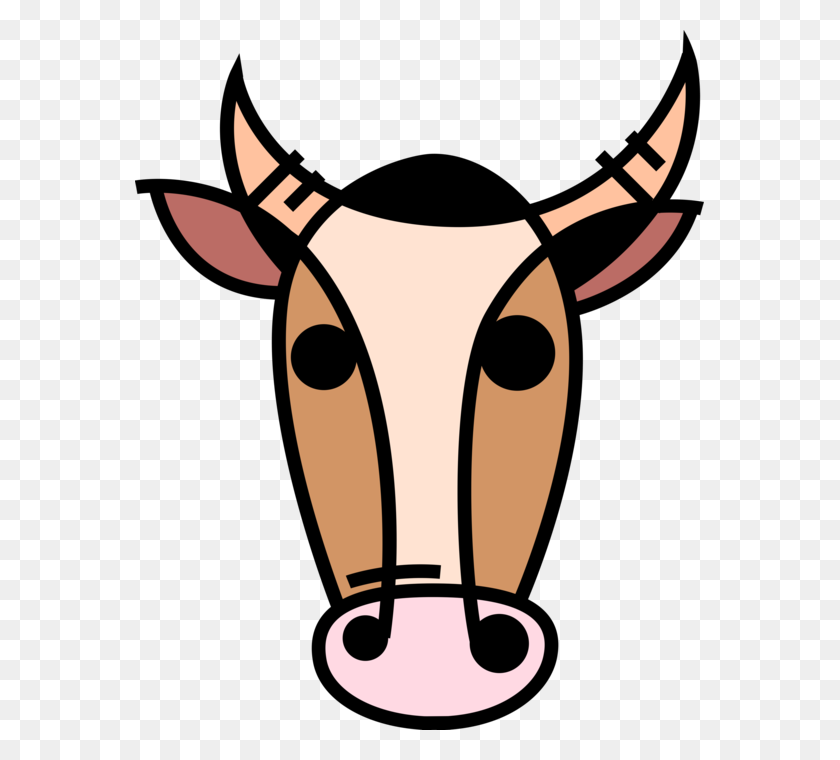 569x700 Farm Livestock Bull With Horns - Bull Horn Clipart