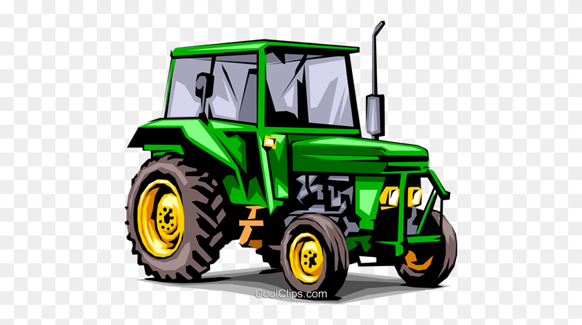 480x409 Farm Tractor Royalty Free Vector Clip Art Illustration - Tractor With Trailer Clipart