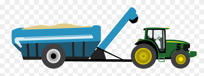 2400x776 Farm Tractor With Grain Cart Icons Png - Tractor PNG