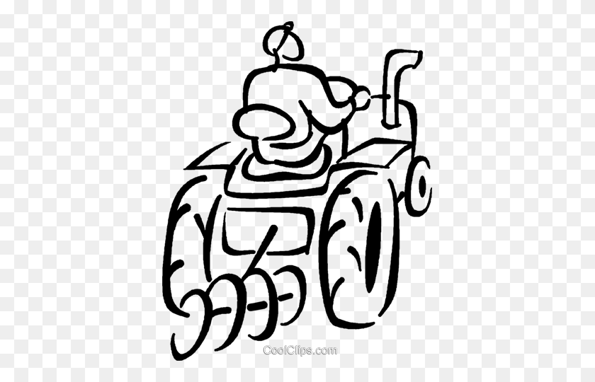 381x480 Farmer On A Tractor Royalty Free Vector Clip Art Illustration - Tractor Clipart Black And White