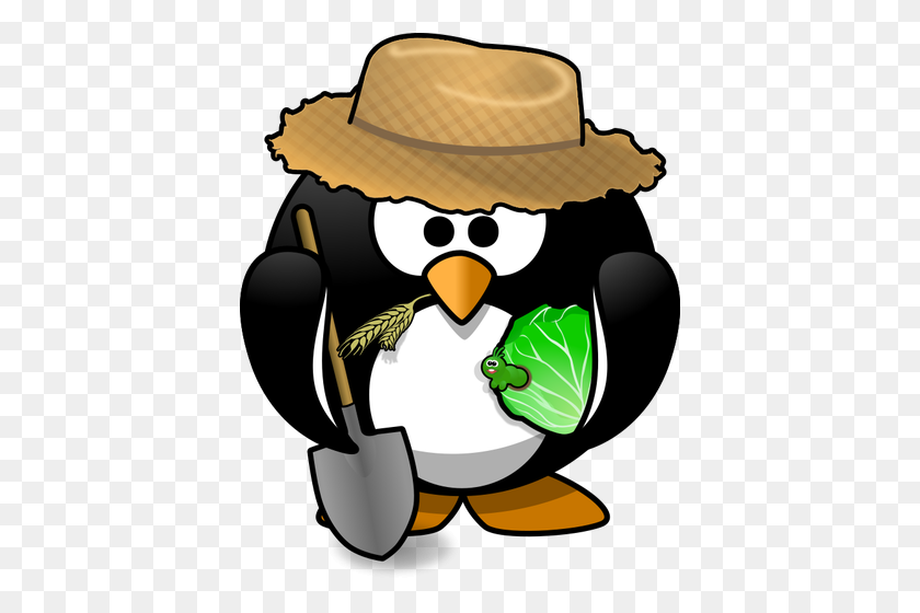 402x500 Farmer Penguin - Farmer Hat Clipart