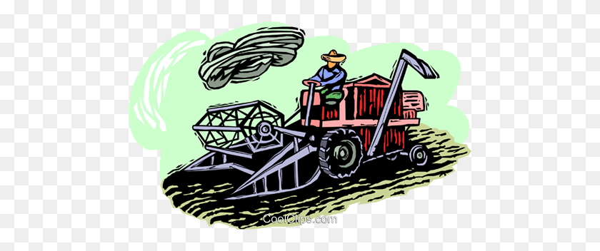 480x292 Farmer With A Tractor Royalty Free Vector Clip Art Illustration - Tractor Clipart